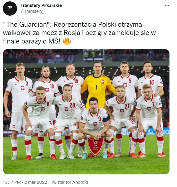 ''Guardian'': DECYZJA FIFA odnośnie barażowego meczu Polska - Rosja